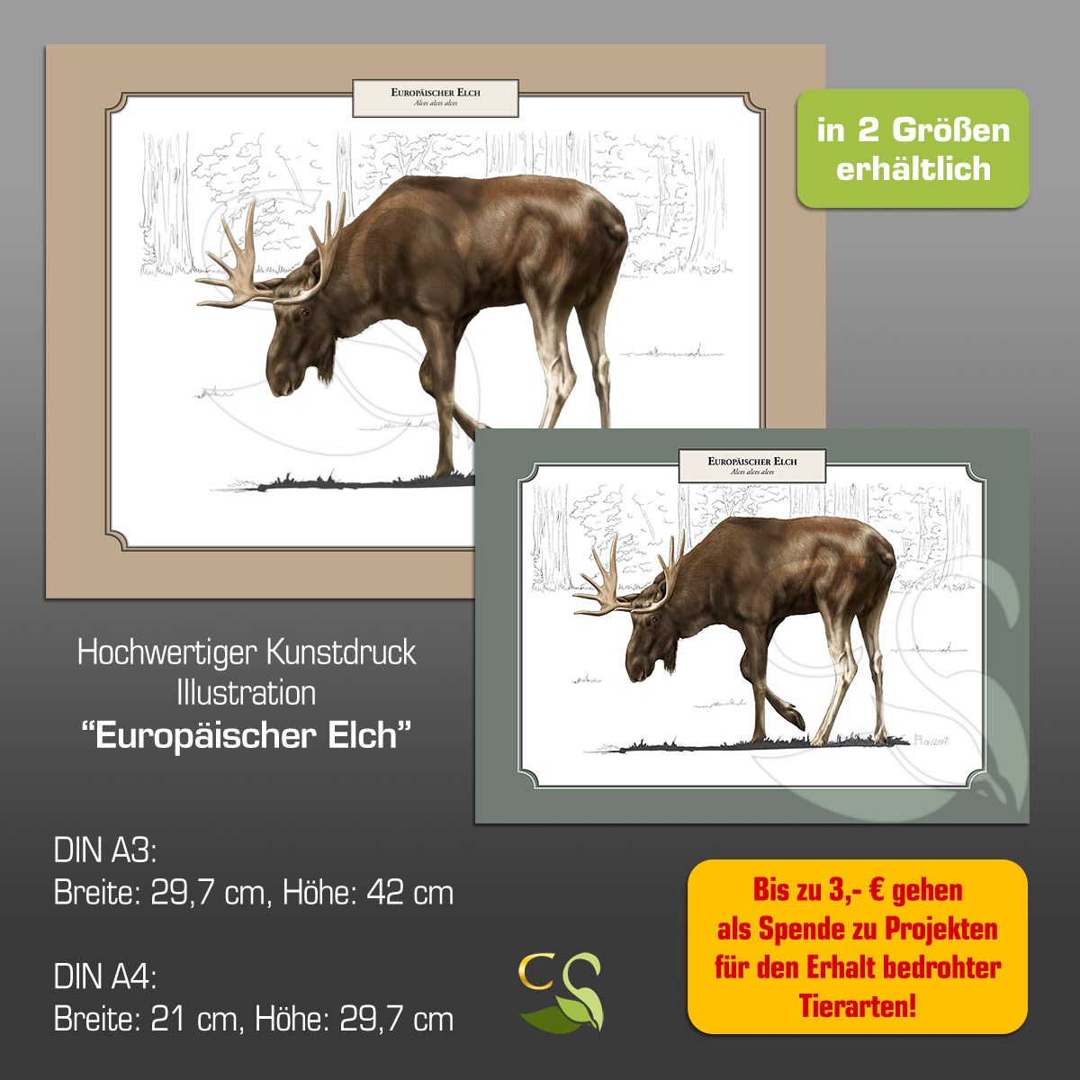 kunstdruck europaischer elch in 2 grossen cygnea wohnideen fur naturfreunde